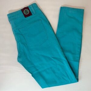 Fresh Turquoise Velvet Heart Jeans